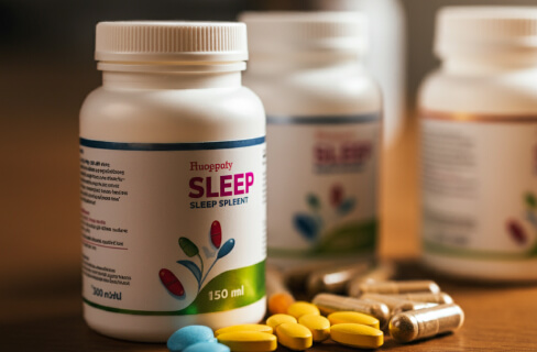 Sleep supplements bottle